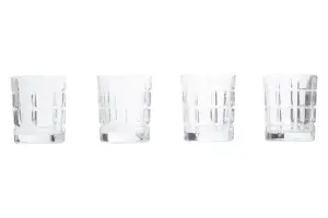 Interiors by Premier Set of 4 Clear Drinking Glass Tumblers, Classic Crystal Whiskey Glasses with Sturdy Base, Drinking Glasses