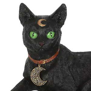 Something Different Laying Black Cat Figurine Black/Green (One Size)