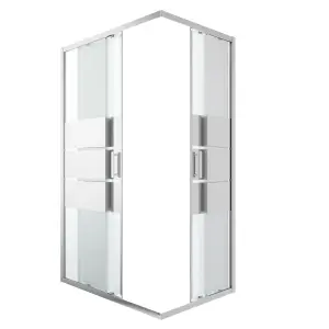 GoodHome Beloya Framed Mirror Silver effect Rectangular Shower enclosure - Corner entry double sliding door (W)120cm (D)80cm