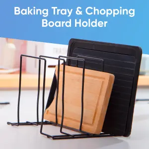 ASAB Metal Kitchen Organiser Chopping Board Rack - BLACK