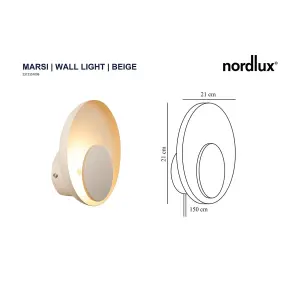 Nordlux Marsi Indoor Dimmable Wall Light in Beige (Height) 21cm