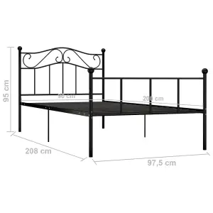 Berkfield Bed Frame Black Metal 90x200 cm