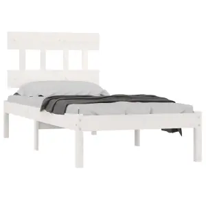 Berkfield Bed Frame White Solid Wood 90x200 cm