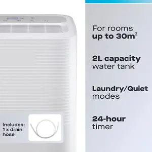 Daewoo Portable Electric Home Air Dehumidifier 25m² Room 16 Litre Daily Damp Moisture Remover with 24hr Timer