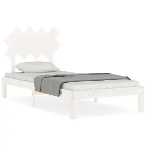 Berkfield Bed Frame with Headboard White 90x200 cm Solid Wood