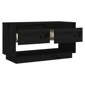 Berkfield TV Cabinet Black 74x34x40 cm Solid Wood Pine