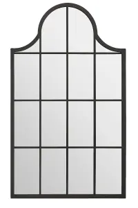 MirrorOutlet - The Arcus - Black Metal Framed Arched Garden Wall Mirror 41" X 24" (104 x 62 cm)