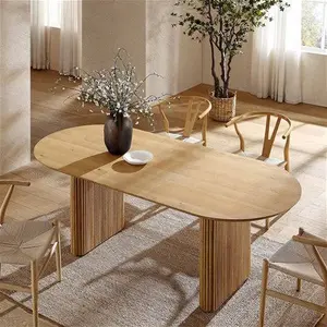 Maru Oval 6-8 Seater Extending Oak Pedestal Dining Table, Oak Modern Wooden - Daals - Dining Tables