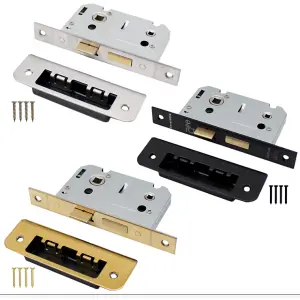 EAI Bathroom Lock 80mm / 57mm Backset PVD BRASS for Wooden Bathrooms Accepts 5mm Square Spindle CE UKCA & Fire Door App