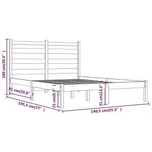 Berkfield Bed Frame Grey Solid Wood Pine 135x190 cm 4FT6 Double