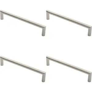 4x 19mm Mitred Pull Door Handle 300mm Fixing Centres Satin Stainless Steel