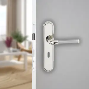 URBNLIVING 220mm Length 12 Pcs Vienna Metal & Polished Nickel Lever Latch Door Keyhole Handle Set