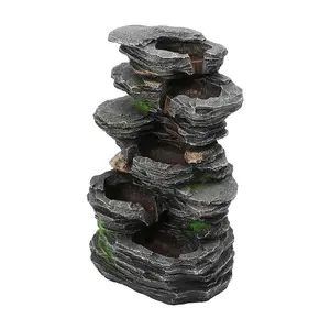 Water Feature Self Containing Feature Fountain Rockery Decoration with LED Light for Garden