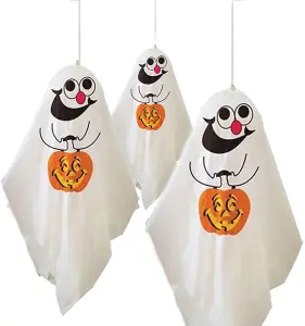 3Pcs Halloween White Ghost Hanging Spook Indoor/Outdoor Horror Theme Party Decor