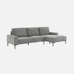 sweeek. 3-seater sofa in fabric and metal right-hand corner Atlanta Charcoal Grey 134x260x84 cm