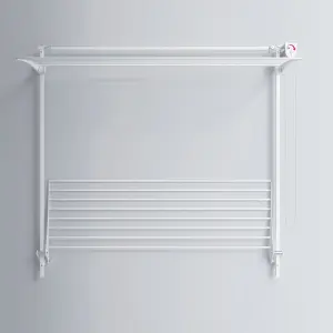 Wall Plus 150, Wall mounted upright dryer, retractable and foldable, White 152x137x52 cm Right-hand clutch