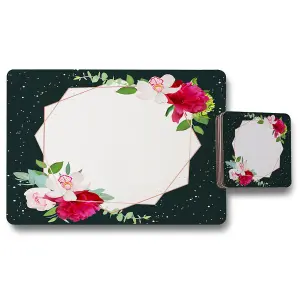 Bright Flowers, Dark Background (Placemat & Coaster Set) / Default Title