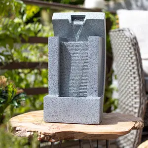 Kelkay Kiso Column with Lights Mains Plugin Powered Water Feature with Protective Cover