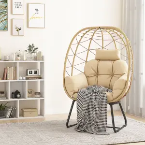 Costway PE Wicker Egg Chair Indoor Outdoor Lounge Chair Patio Basket Chair