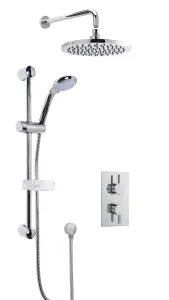 Concealed Round Twin Valve with Multi Function Slide Rail Kit, Arm & Head Shower Bundle - Chrome - Balterley