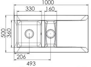 Liquida CU15WH 1.5 Bowl Composite Reversible Inset White Kitchen Sink With Waste