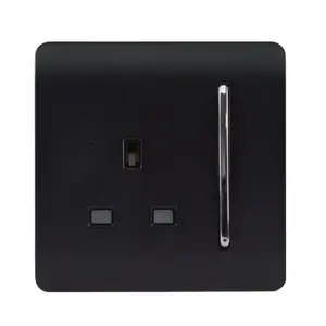 Trendiswitch MATT BLACK 1 Gang 13 Amp Switched Socket