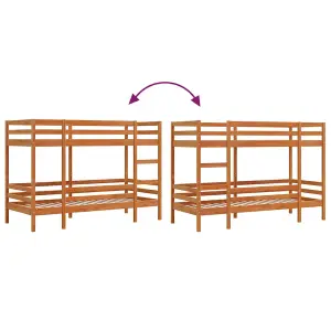 Berkfield Bunk Bed without Mattress Wax Brown 75x190 cm Small Single Solid Wood Pine