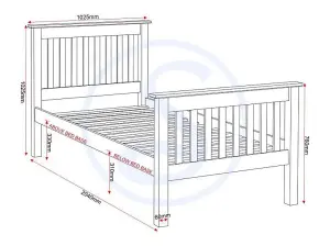 Monaco 3ft Single Bed High Foot End in Grey and Oak