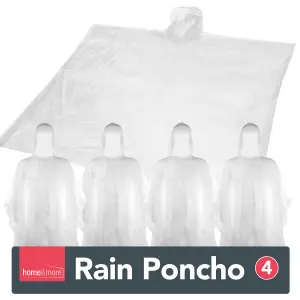 4pk Rain Poncho Adult Waterproof, Plastic Disposable Rain Poncho Waterproof Poncho Adults, Ponchos Plastic Waterproof Raincoat