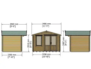 Berryfield Log Cabin Home Office Garden Room Approx 11 x 8 Feet