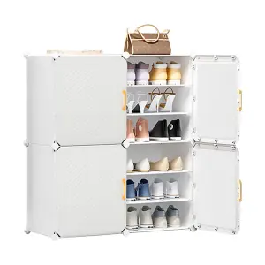 White Home Entryway Large Capacity Multi-Layer Shoe Cabinet 85x32x95cm