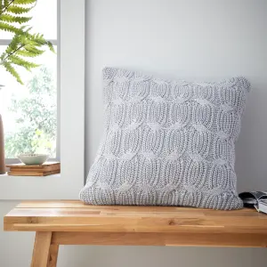 Catherine Lansfield Chunky Marl Knit Cosy 45x45 cm Cushion Silver Grey