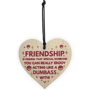 Red Ocean FUNNY Gift For Best Friend Wooden Heart Friendship Plaques Birthday Gifts For Women Friend Keepsake Gifts