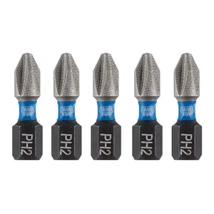 Draper  Draper Expert Cross Slot/PH Type Impact Screwdriver Bits, No.2 x 25mm, 1/4" Hex (Pack of 5) 04935