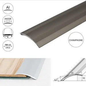 A48 41mm Anodised Aluminium Self Adhesive Door Threshold Ramp Profile - Champagne, 1.0m