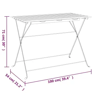 Berkfield Folding Bistro Table 100x54x71 cm Solid Wood Acacia and Steel