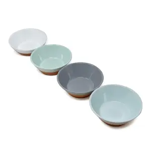 Rustic Pastel Half Dipped Terracotta Kitchen Mixed Set of 4 Tapas Bowls (Diam 11cm