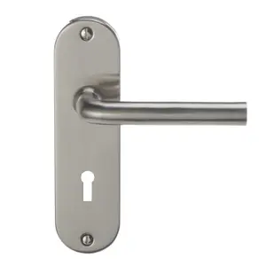 Colours Ayen Satin Nickel effect Steel Straight Lock Door handle (L)120mm