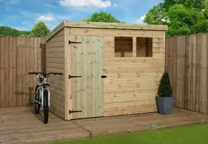 Empire 1500  Pent 8x6 pressure treated tongue and groove wooden garden shed door left (8' x 6' / 8ft x 6ft) (8x6)