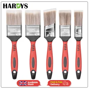 Hardys 5pc Fine Paint Brush Set Soft Synthetic Bristles Home Painting DIY Decorating