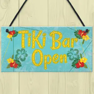 Red Ocean Tiki Bar Open Hanging Bar Pub Plaque Cocktails Beach Decoration Sign Friendship Gift