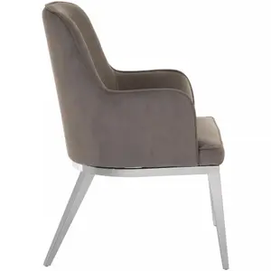 Interiors By Premier  Versatile Grey Velvet Dining Chair With Silver Finish Legs, Durable Dining Chair, Sleek Dining Chair