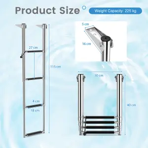 Costway 4-step Telescoping Boat Ladder Folding Dock Ladder Swimming Pool Ladder