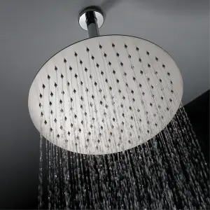 ENKI Contemporary Chrome Fixed Ceiling Mounted Stainless Steel Shower Head & Arm 12"