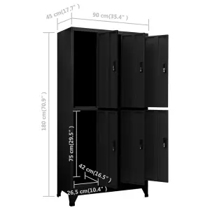 Berkfield Locker Cabinet Black 90x45x180 cm Steel