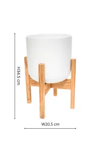 Lisbon Pot and Stand White D20.5Cm