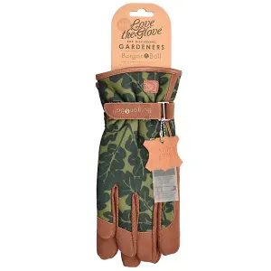 Burgon & Ball Ladies Oak Leaf Gardening Gloves in Moss Green Love the Glove - Medium / Large