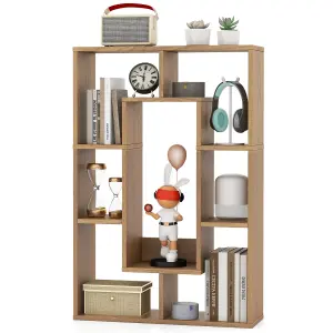 Costway 7-Cube Bookcase Wooden Storage Geometric Bookshelf Corner Decorative Display Shelf