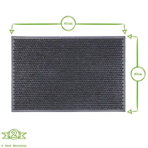 Nicola Spring Heavy Duty Rubber Door Mat - 60cm x 40cm - Black - Classic