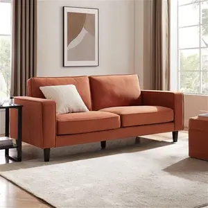 DUSK Soho 3 Seater Sofa - Burnt Orange - Matte Velvet